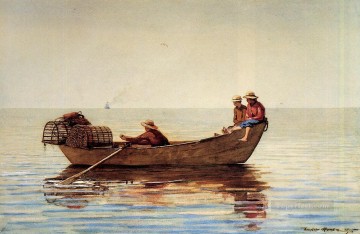 ロブスターポットを持ったドーリーに乗った三人の少年 リアリズム海洋画家ウィンスロー・ホーマー Oil Paintings